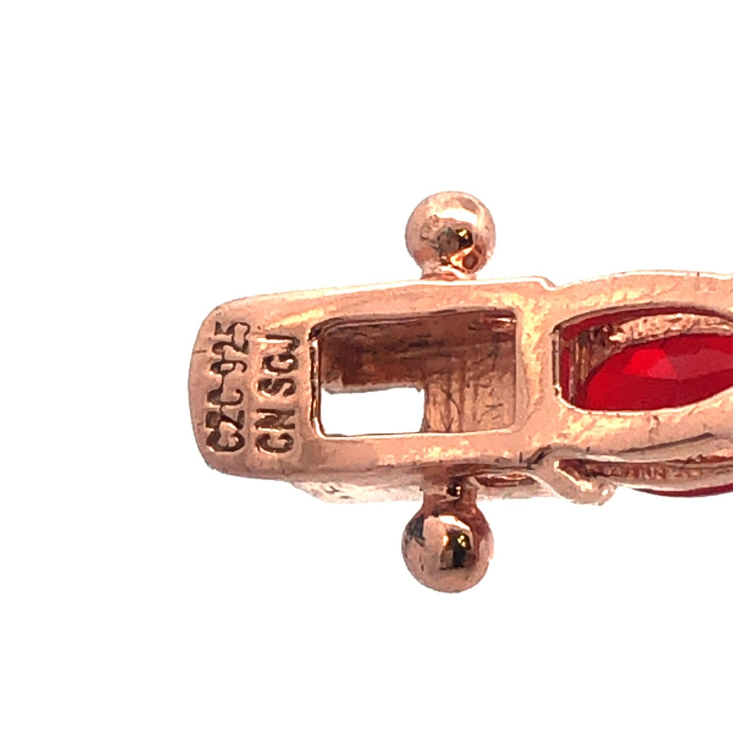 Designer SGJ Rose Tone Sterling Silver Red White Cubic Zirconia Tennis Bracelet