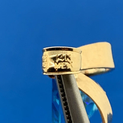 Designer 14K Yellow Gold Teal Sapphire Pear Solitaire Drop Pendant