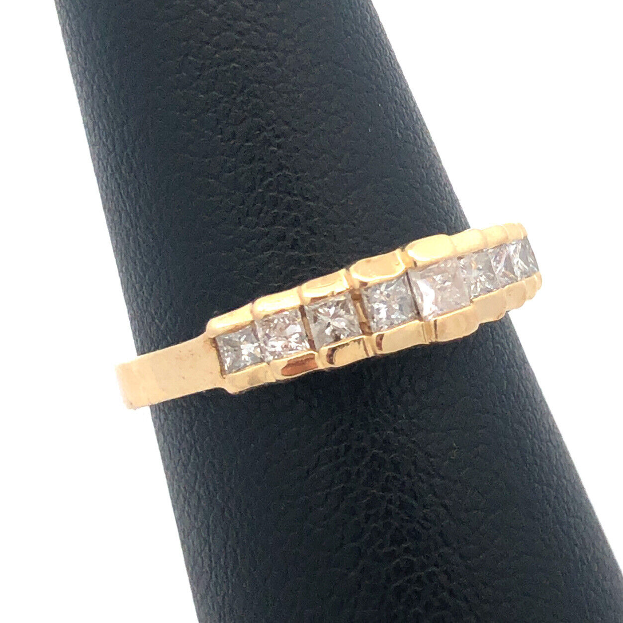Gorgeous 14k Yellow Gold Princess Cut Diamond Waterfall Cascade Ring Size 6.5