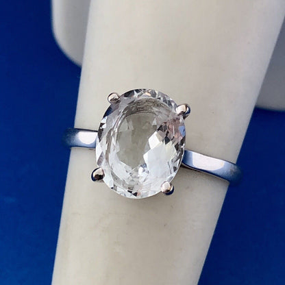 Stunning 14K White Gold Oval Cubic Zirconia CZ Solitaire Engagement Ring