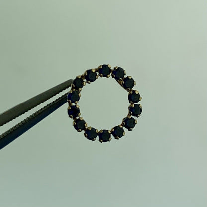 10K Yellow Gold Blue Sapphire September Anniversary Circle Slide Pendant