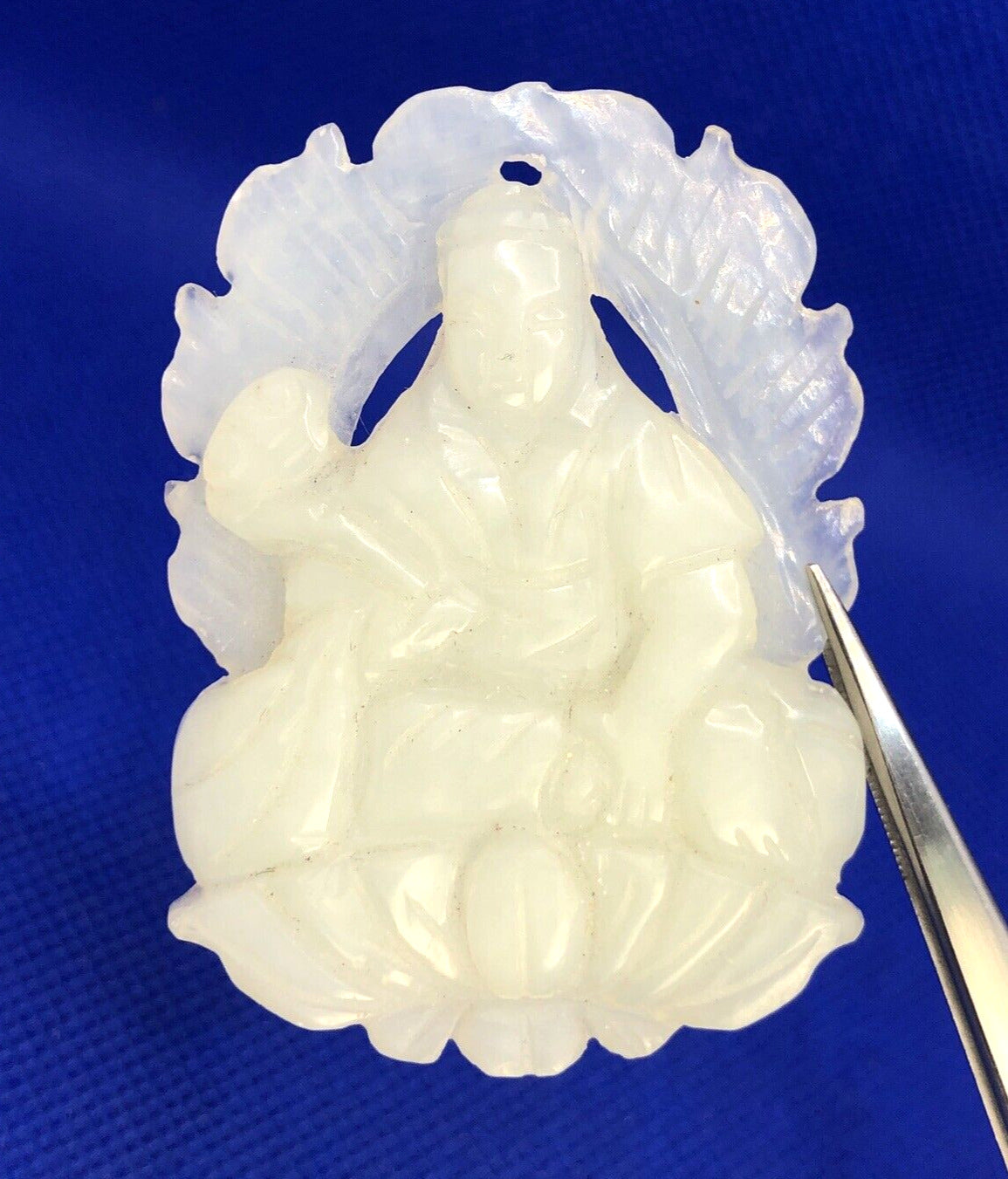 Green Jade Carved Buddha Good Luck Prosperity Statement Pendant
