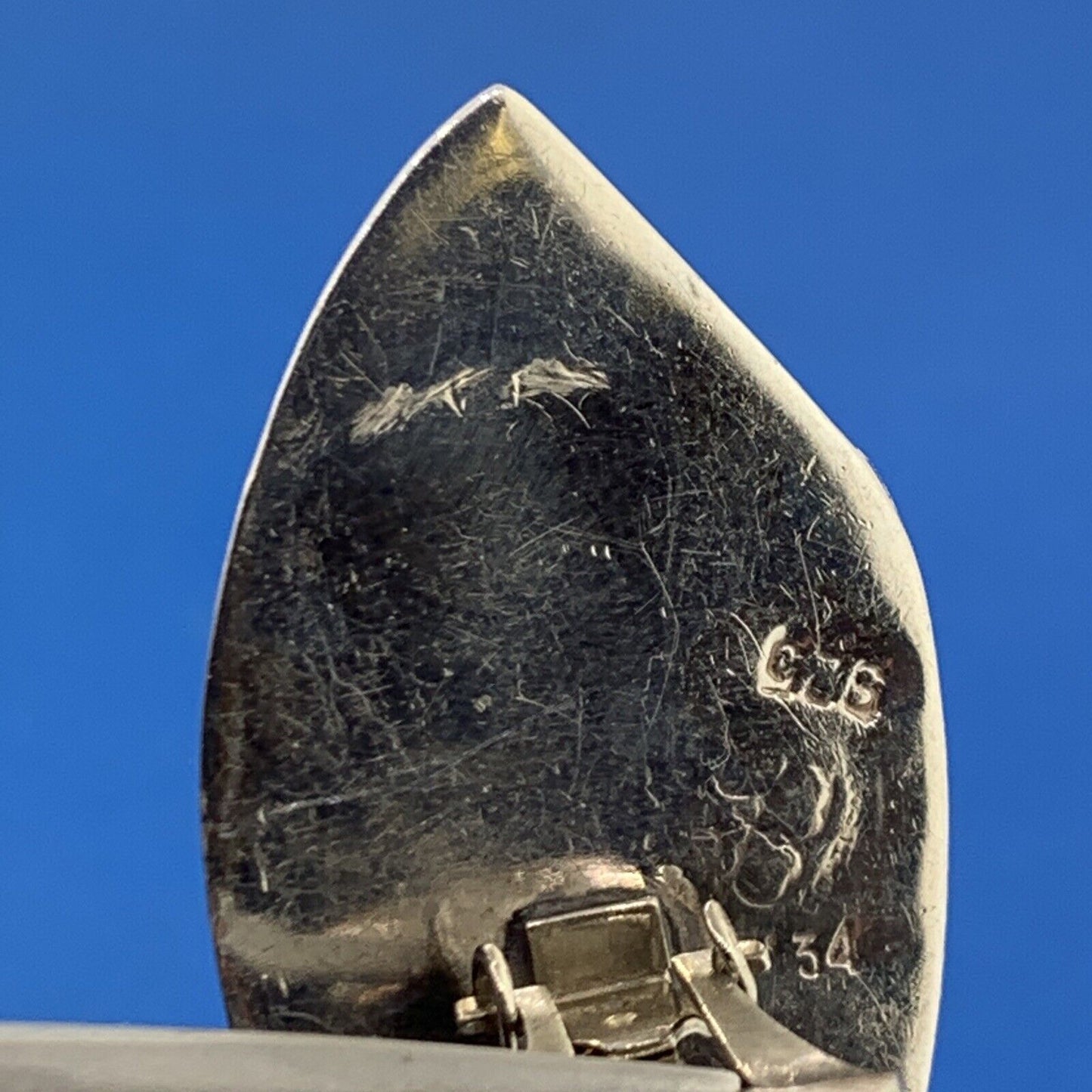 Mid Century Taxco Los Ballesteros Sterling Silver Onyx Modernist Clip Earrings