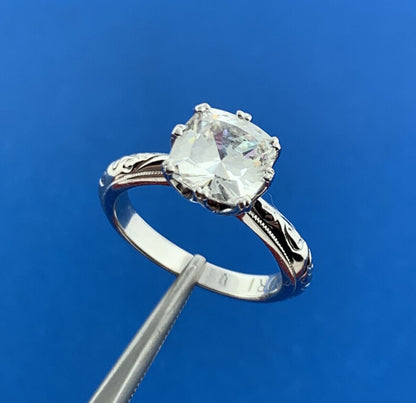 Designer TACORI 925 Sterling Silver Princess Asscher Cubic Zirconia Ring