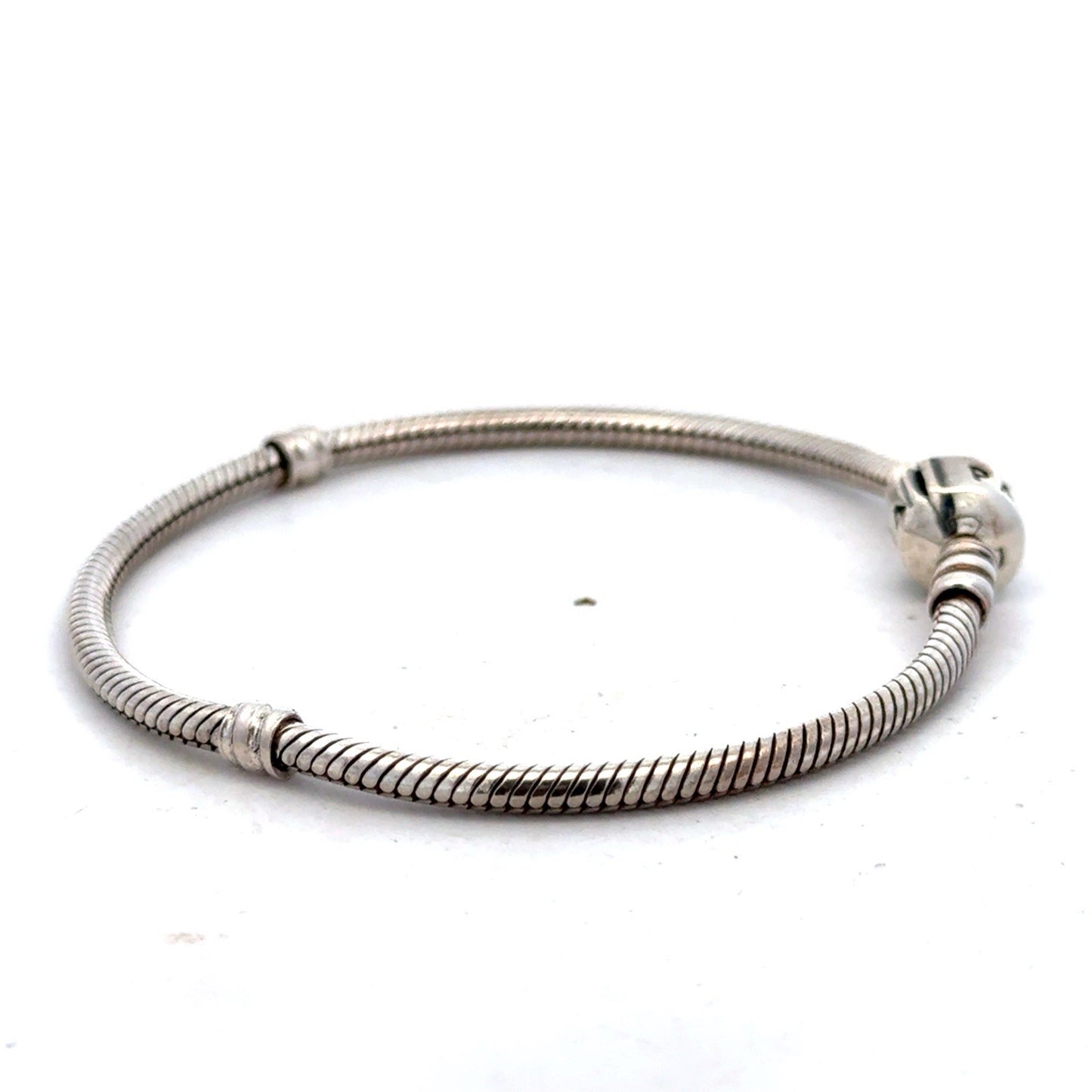 Designer PANDORA 925 Sterling Silver Snake Chain Charm 6.75 Inch Bracelet