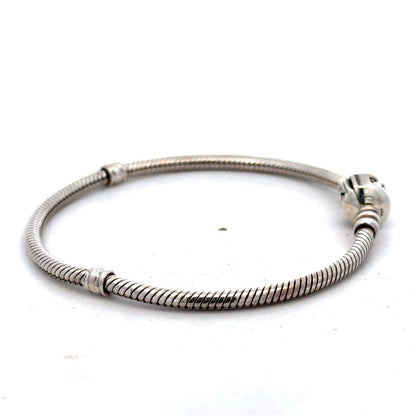 Designer PANDORA 925 Sterling Silver Snake Chain Charm 6.75 Inch Bracelet