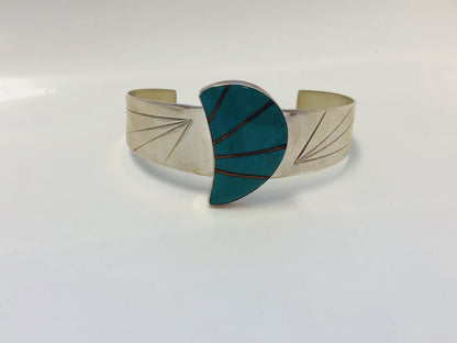 Jay King Desert Rose Trading 925 Sterling Silver Turquoise Inlay Cuff Bracelet