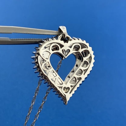 Designer 925 Sterling Silver Two Toned Diamond Heart Love Pendant Necklace