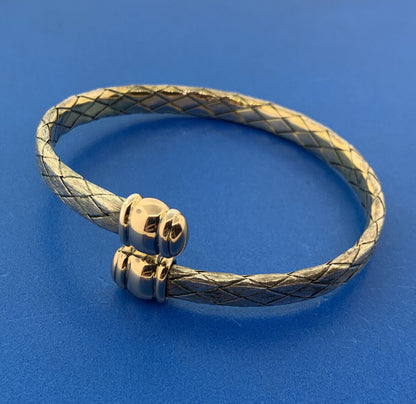 Designer 925 Sterling Silver Vermeil Basket Weave Braided Bypass Cuff Bracelet