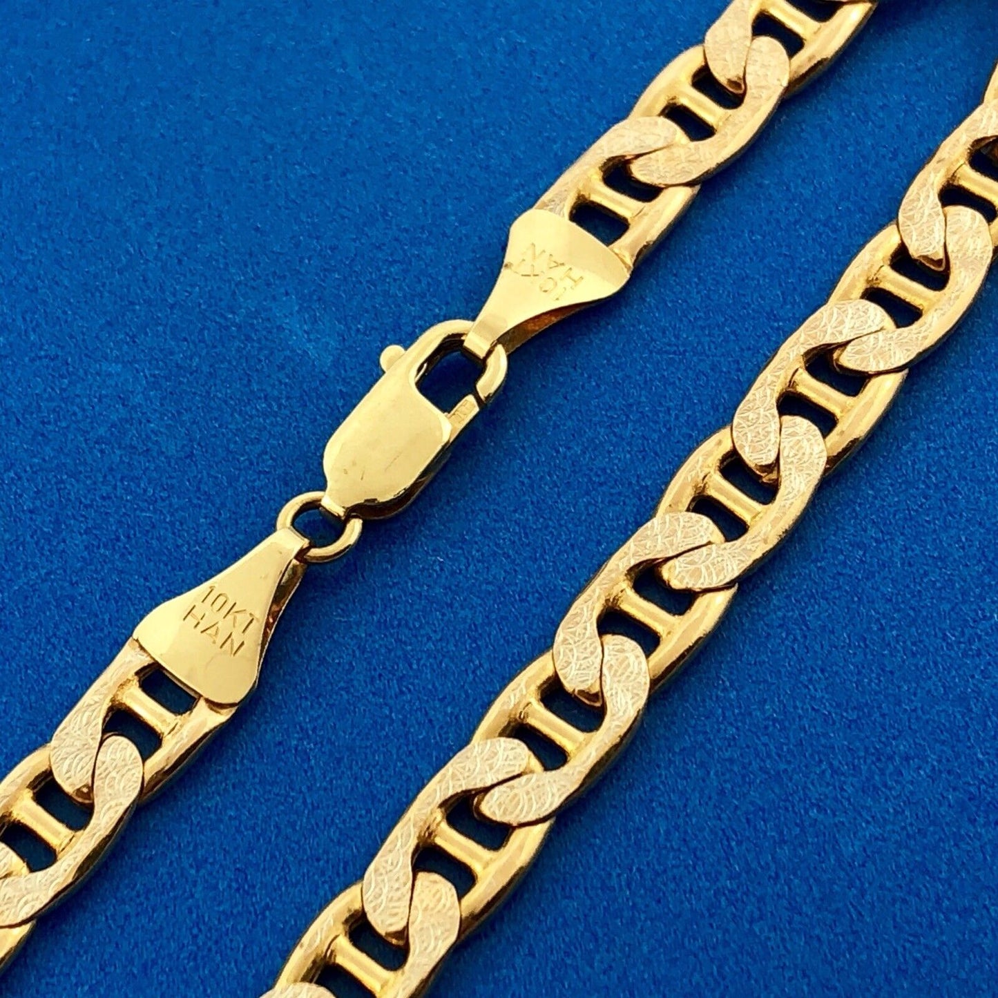 Designer Italy HAN 10K Unisex Mariners Link Florentine Polished Finish Bracelet
