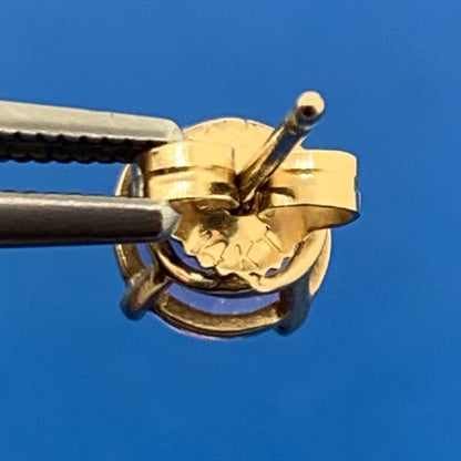 14K Yellow Gold Amethyst Solitaire February Anniversary Stud Earrings