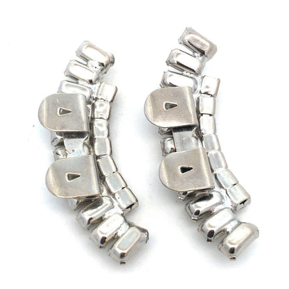 Retro Silver Tone Rhinestone Statement Shoe Clips
