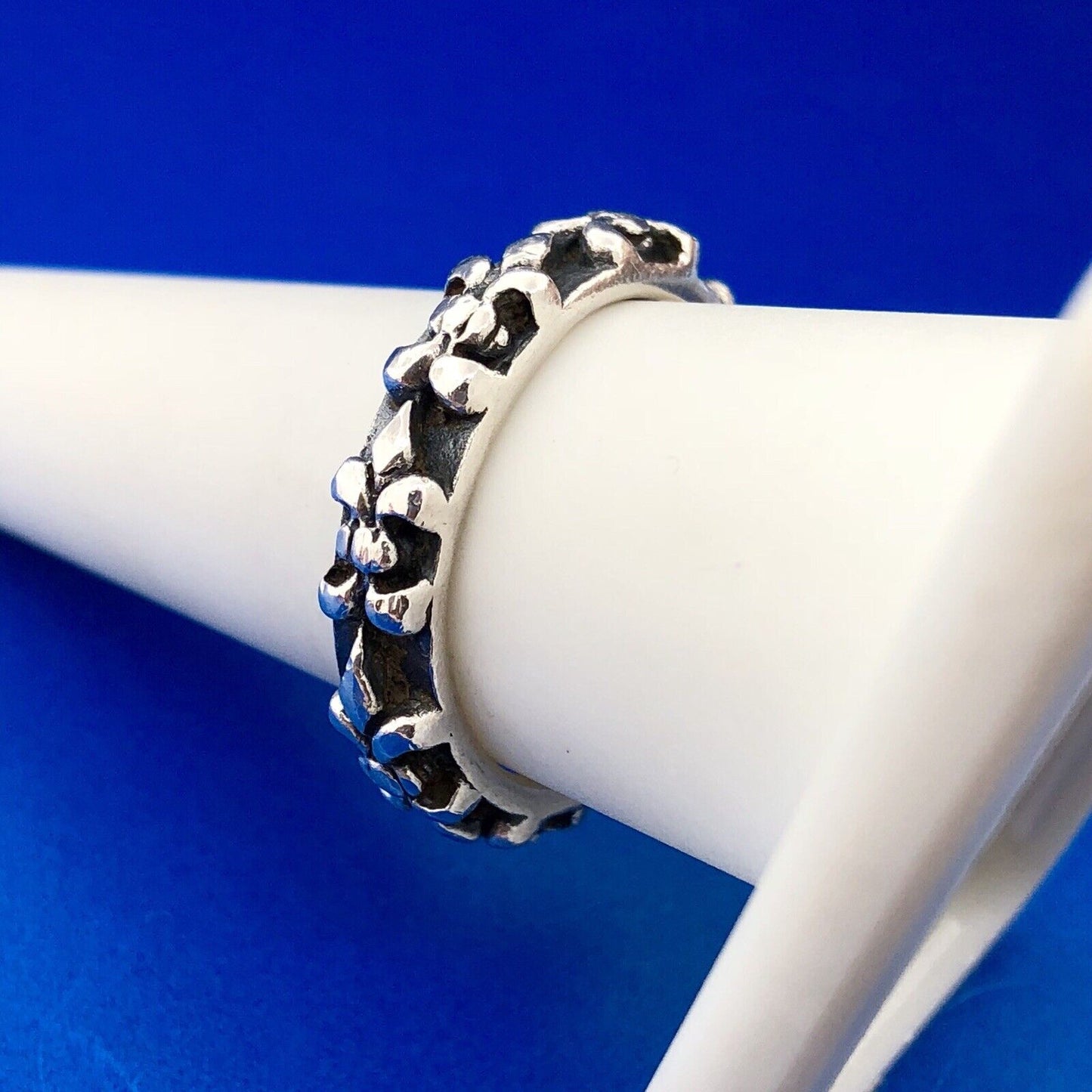 Sterling Silver 925 Fleur De Lis Intaglio Style New Orleans Cigar Band Ring