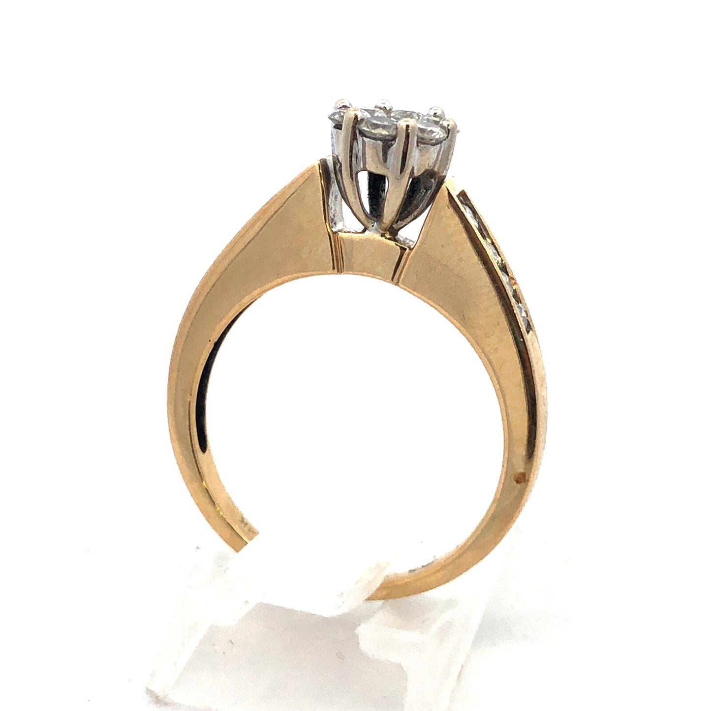 Designer IKS 14K Yellow Gold Diamond Floral Cluster Engagement Anniversary Ring