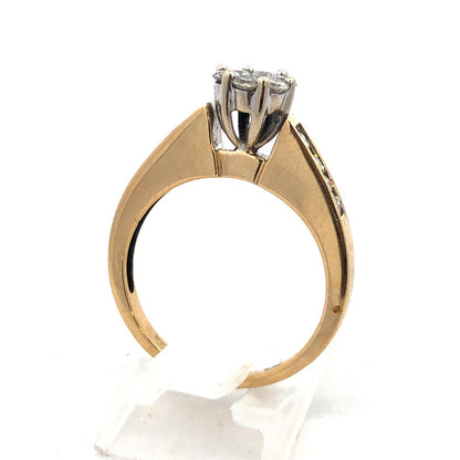 Designer IKS 14K Yellow Gold Diamond Floral Cluster Engagement Anniversary Ring