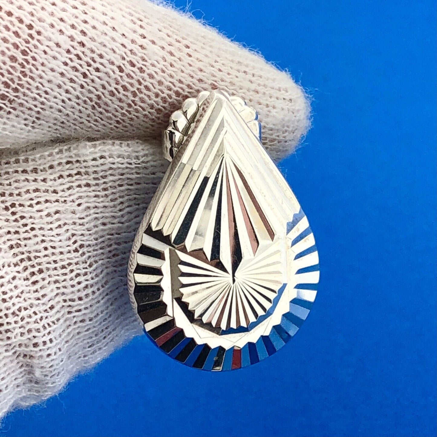 Southwest Sterling Silver 925 Textured Teardrop Friction Back Stud Earrings