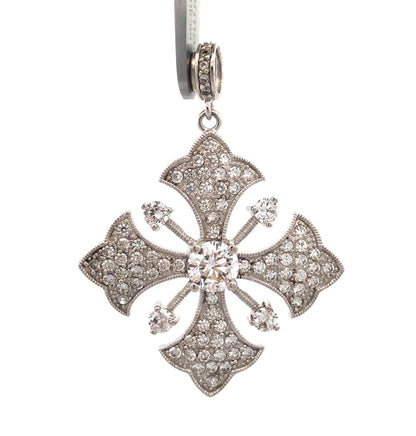 Joseph Esposito ESPO 925 Sterling Silver CZ Cross Star Magnetic Enhancer Pendant
