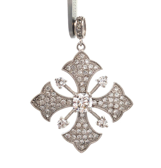 Joseph Esposito ESPO 925 Sterling Silver CZ Cross Star Magnetic Enhancer Pendant