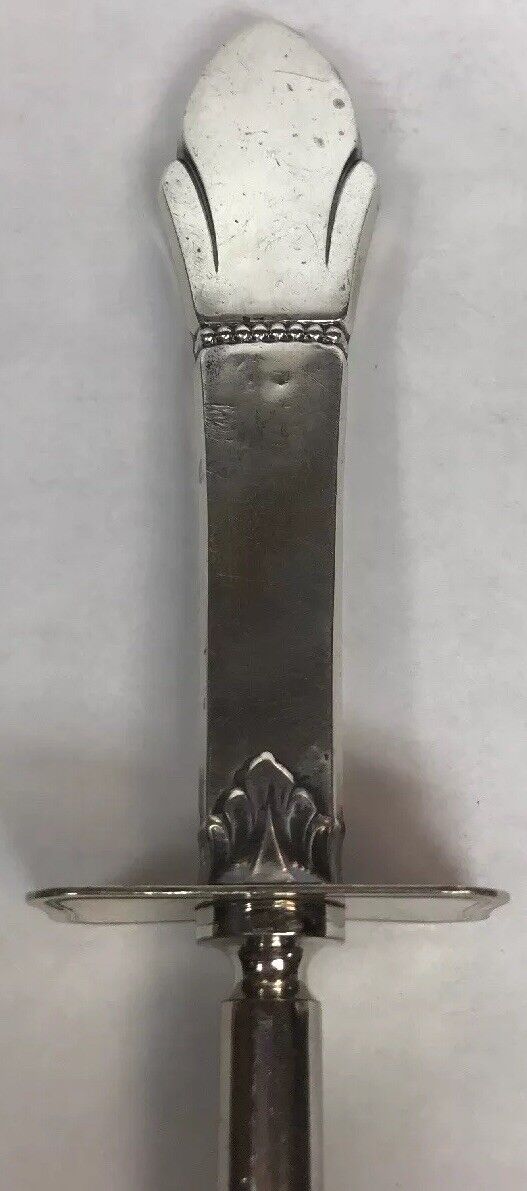 Sterling Silver 925 Fleur De Lis Beaded Design Handled Meat Fork