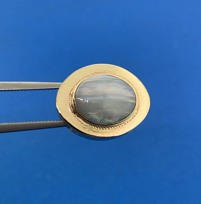 Vintage 10K Yellow Gold Oval Opal Slide Bracelet Charm