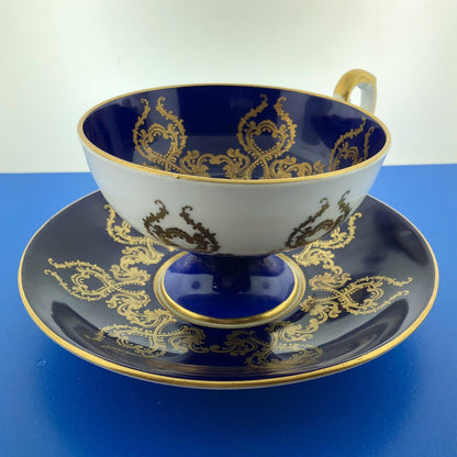 Aynsley English Bone China Cobalt Blue Gold Fruit Vine Tea Cup/Saucer