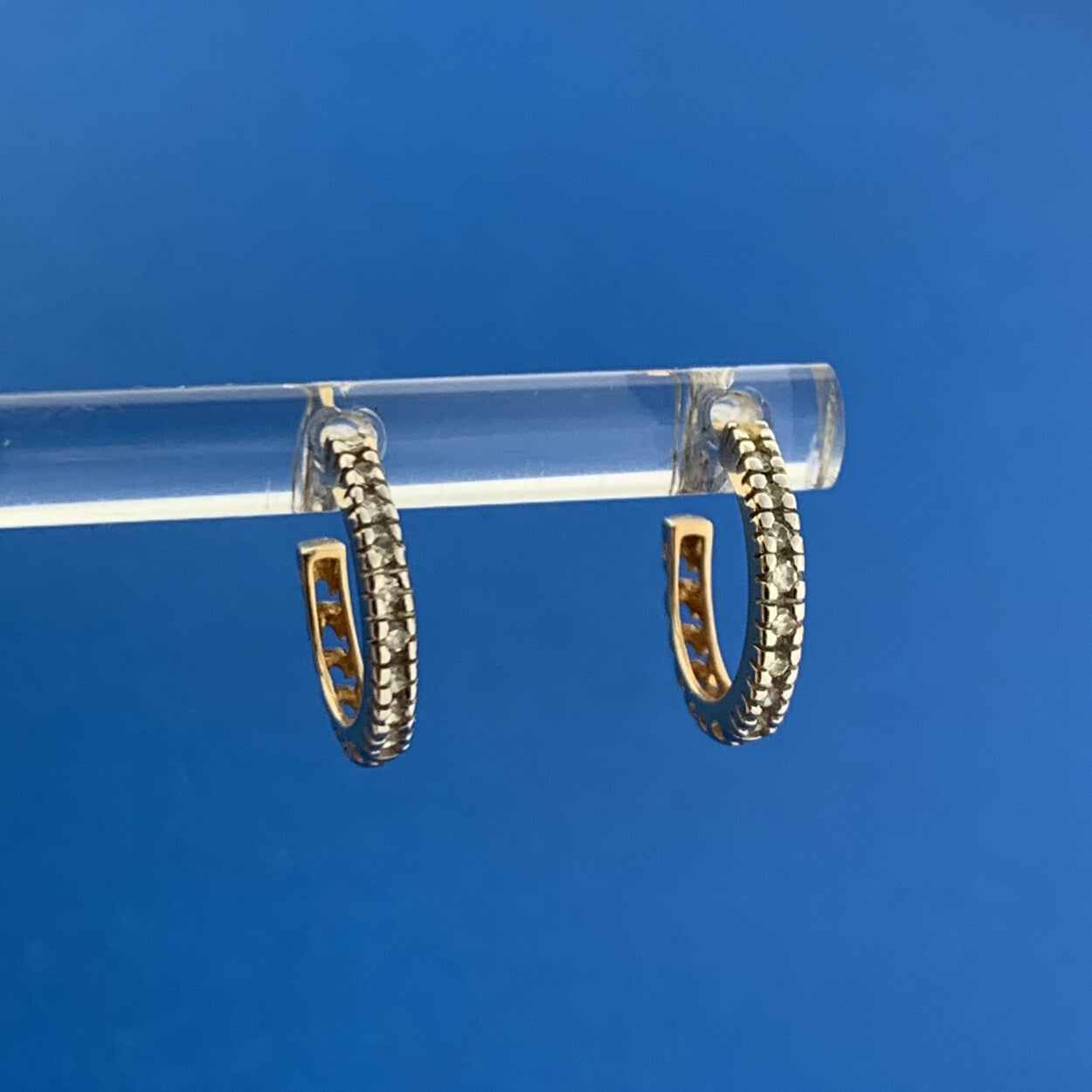 Designer 14K Yellow Gold Diamond April Anniversary Birthday Huggy Hoop Earrings