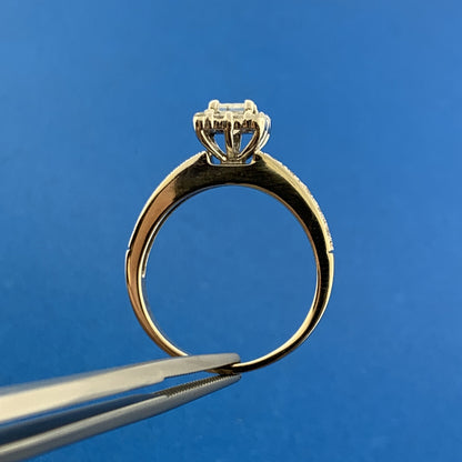 Designer 14K White Gold Princess Diamond Solitaire Halo Accented Engagement Ring