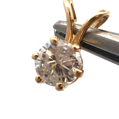 Designer 14K Yellow Gold Round Diamond Solitaire Anniversary Drop Pendant