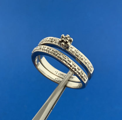 Bradford Exchange BGE 925 Sterling Silver Diamond Accented 2 Ring Bridal Set