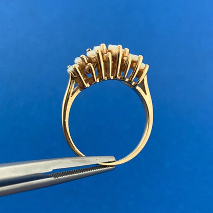 14K Yellow Gold Marquise Opal Diamond Accented Waterfall Cocktail Ring