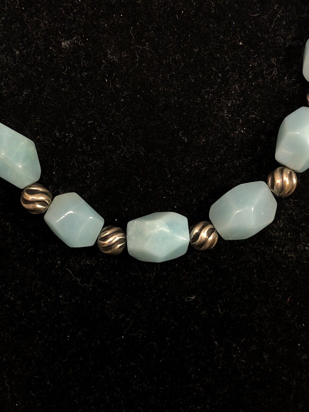 Carolyn Pollack 925 Sterling Silver Faceted Aventurine Bead Statement Necklace