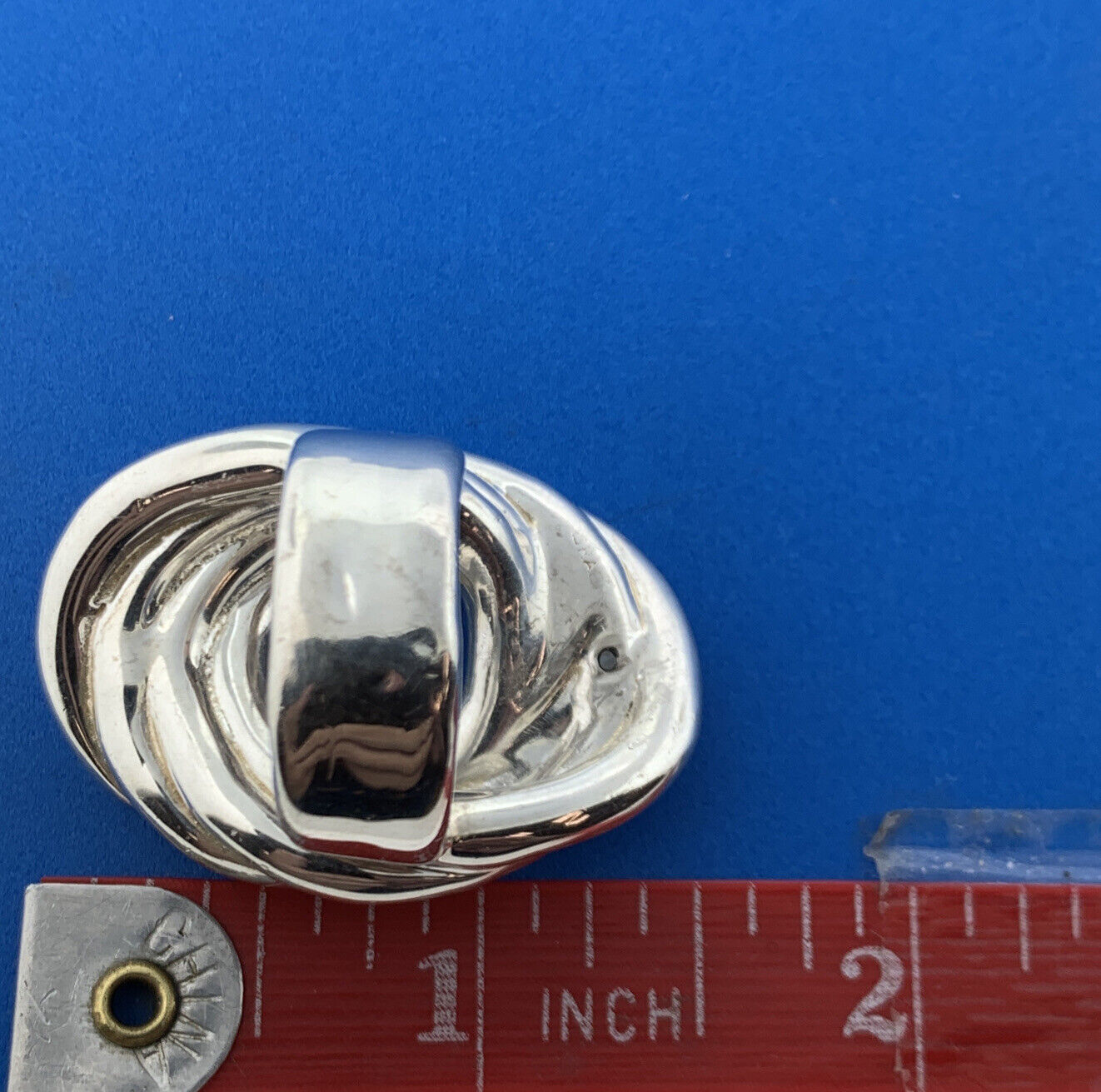 Vintage 925 Sterling Silver Modernist Crop Circle Swirl Statement Finger Ring