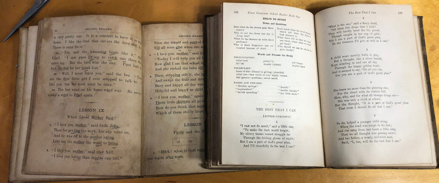 1881-1912 Lot Of Five Antique Classroom Instructional Hard Bound Books