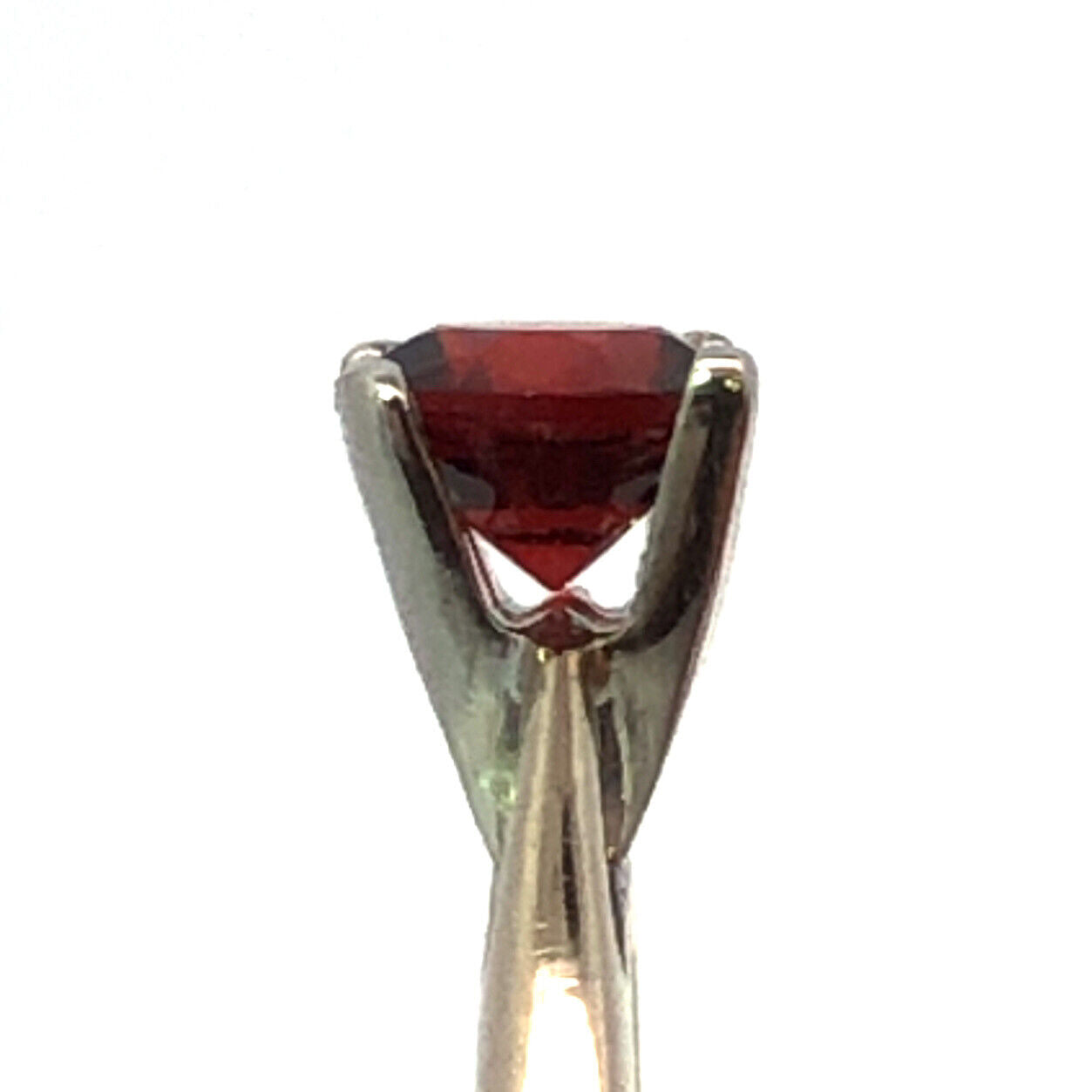 Designer 18K White Gold 950 Platinum Round Garnet Solitaire Occasion  Ring