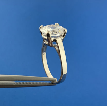 Designer Sterling Silver 925 Solitaire Cubic Zirconia Statement Engagement Ring