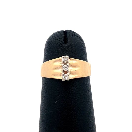 Vintage 10K Yellow Gold Round Diamond Trio Pinky Child's Ring