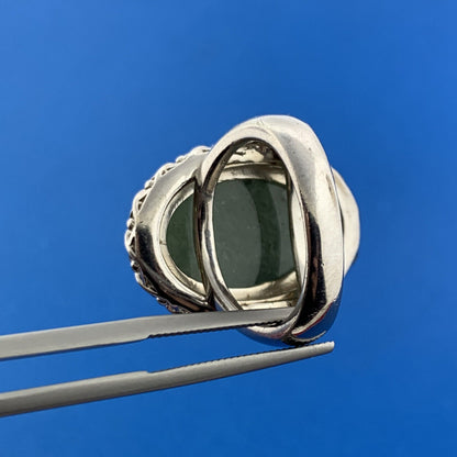 Designer Sterling Silver 925 Jade Green CZ Protection Harmony Statement Ring