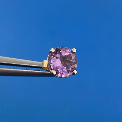 14K Yellow Gold Amethyst Solitaire February Anniversary Stud Earrings