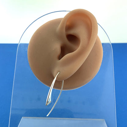 Designer 925 Sterling Silver Cubic Zirconia Slide Drop Earrings