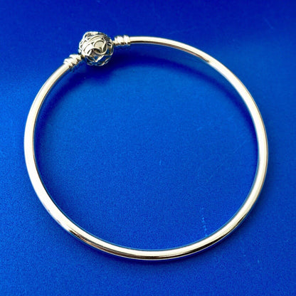 Pandora 925 Sterling Silver Pattern Of Love Clasp Charm Bangle 597137 Limited Ed