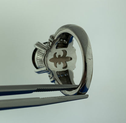 Judith Ripka 925 Sterling Silver Oval Smoky Quartz Cubic Zirconia Accented Ring