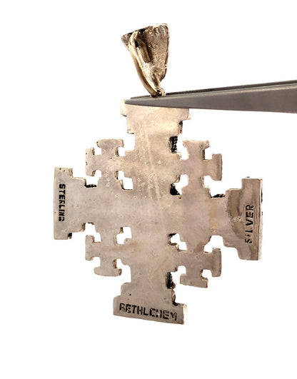 Designer Bethlehem 925 Sterling Silver Jerusalem Cross Statement Pendant