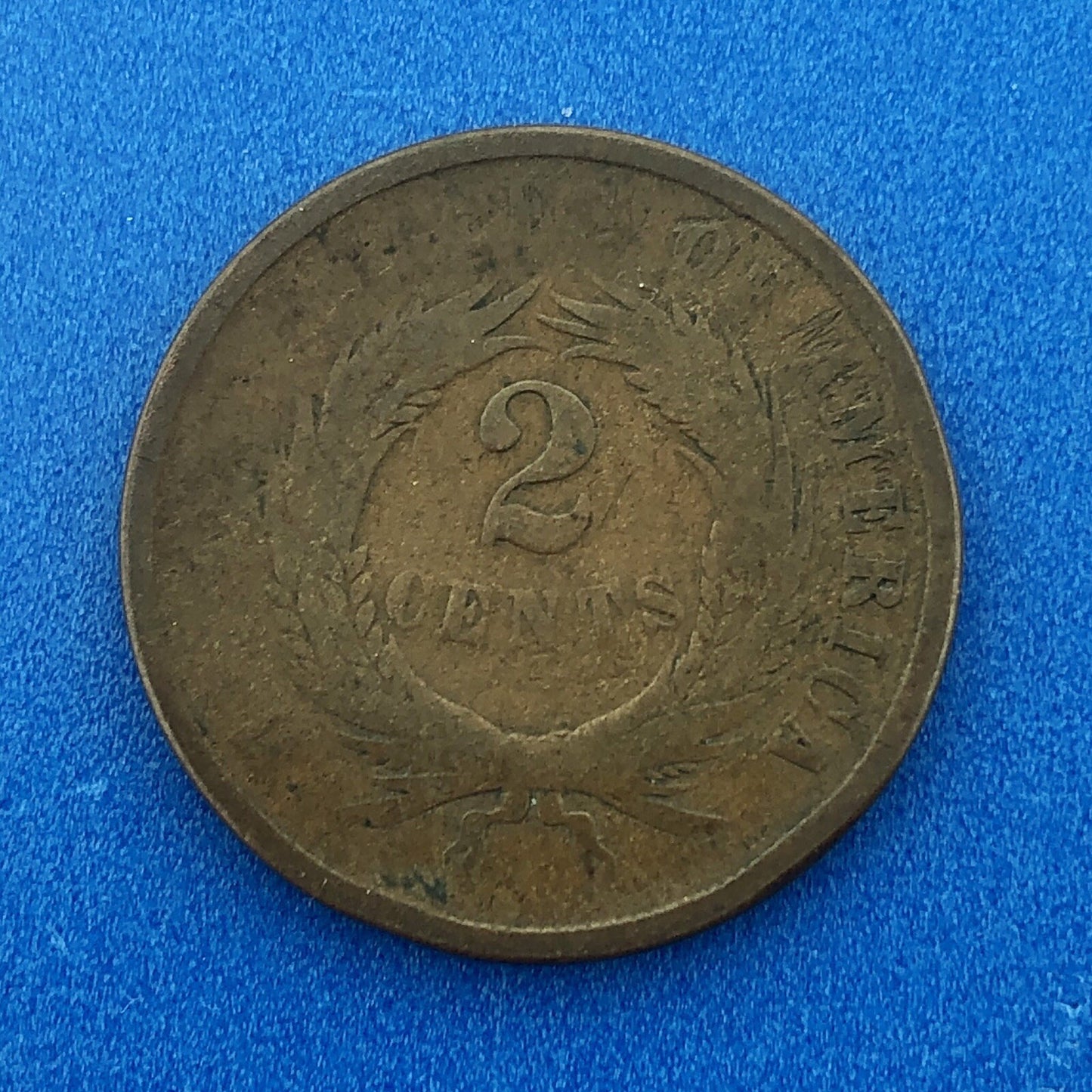 1865 P Bronze Two-Cent Piece Union Shield Short Lived Philadelphia Mint Coin