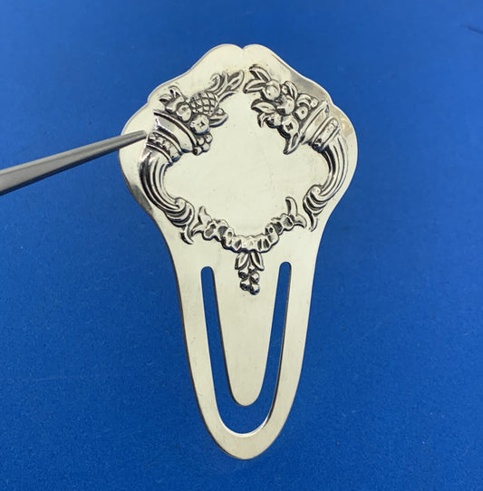 Vintage Reed & Barton 925 Sterling Silver Fruit Cornucopia Art Nouveau Bookmark