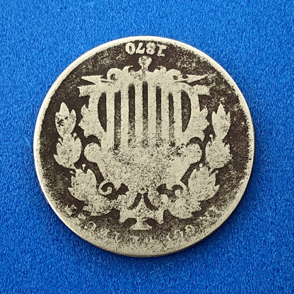 1870 P Shield Nickel 5c Better Key Rare Philadelphia Mint Coin No Rays