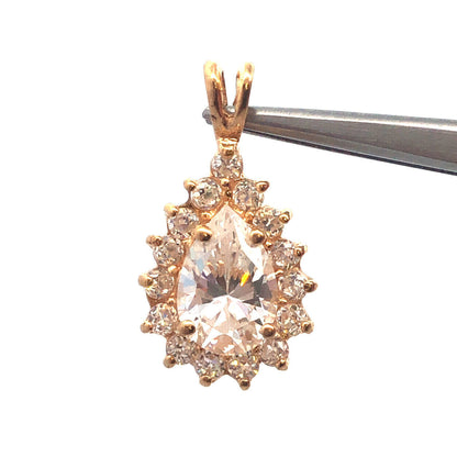 Gorgeous 14k Yellow Gold Pear Cut Sparkling White CZ Cubic Zirconia Pendant