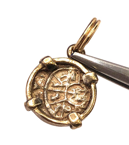 Vintage 925 Sterling Silver Vermeil Round Bronze Ancient Coin Pendant