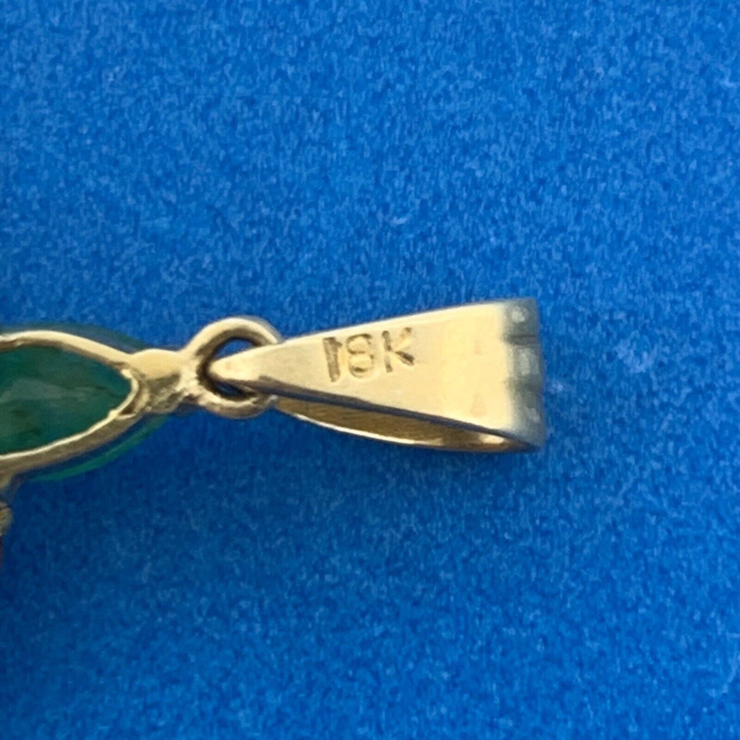 Gorgeous 18k Yellow Gold Carved White Jade Emerald Ruby Sapphire Dangle Pendant