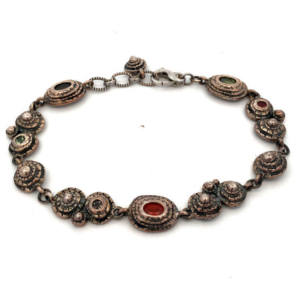 Vintage 925 Sterling Silver Oval multi gemstone Station Tennis Bracelet