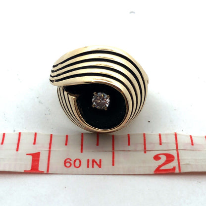 Vintage 14K Yellow Gold Diamond Egyptian King Tut Cocktail Ring
